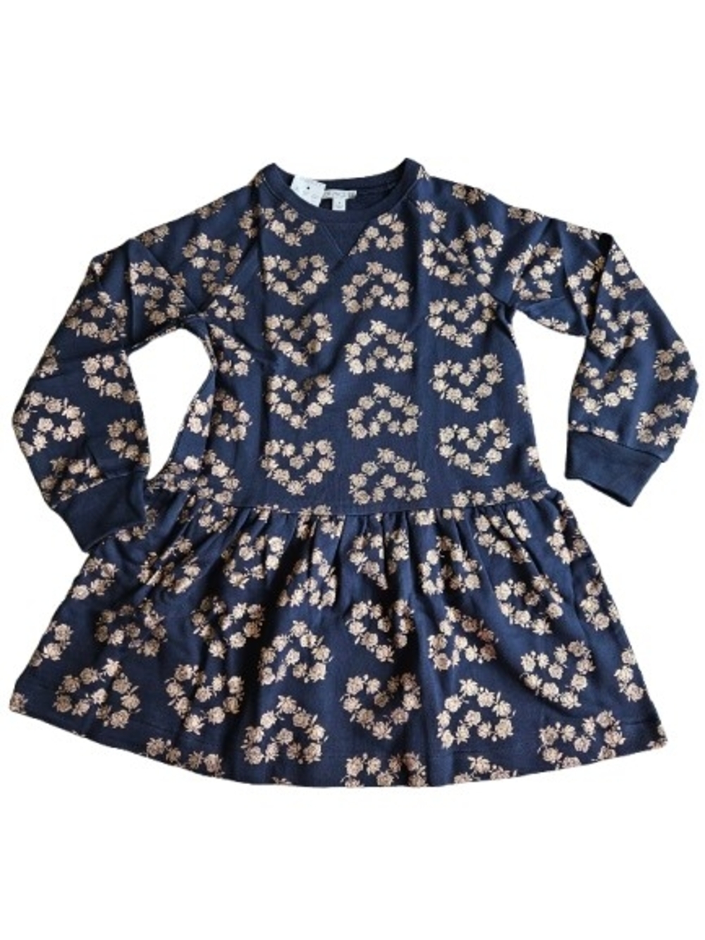 Crewcuts Girls Floral Long Sleeves Sweatshirt Dress, 8, Blue/ Rose Gold - Picture 4 of 11